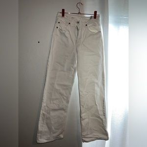 H&M cream wide high jeans